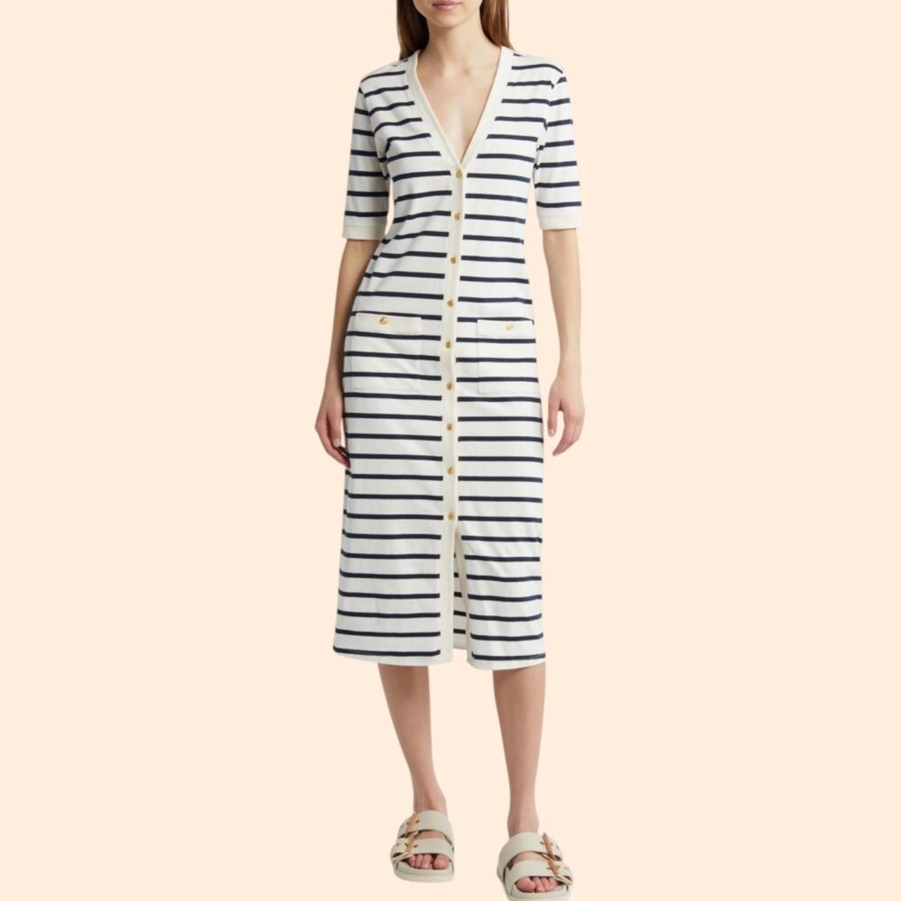 Frame Stripe Henley Midi Dress